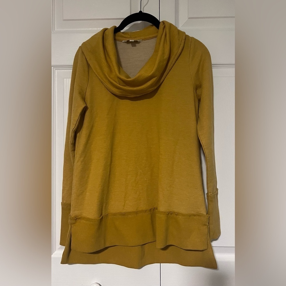Lucky Brand Mustard Yellow Long Sleeved Cowl Neck Sweater